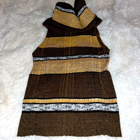 Free People Striped Knit Cowl Neck Top Blouse Off Shoulder Neutral XS - Picture 10 of 13